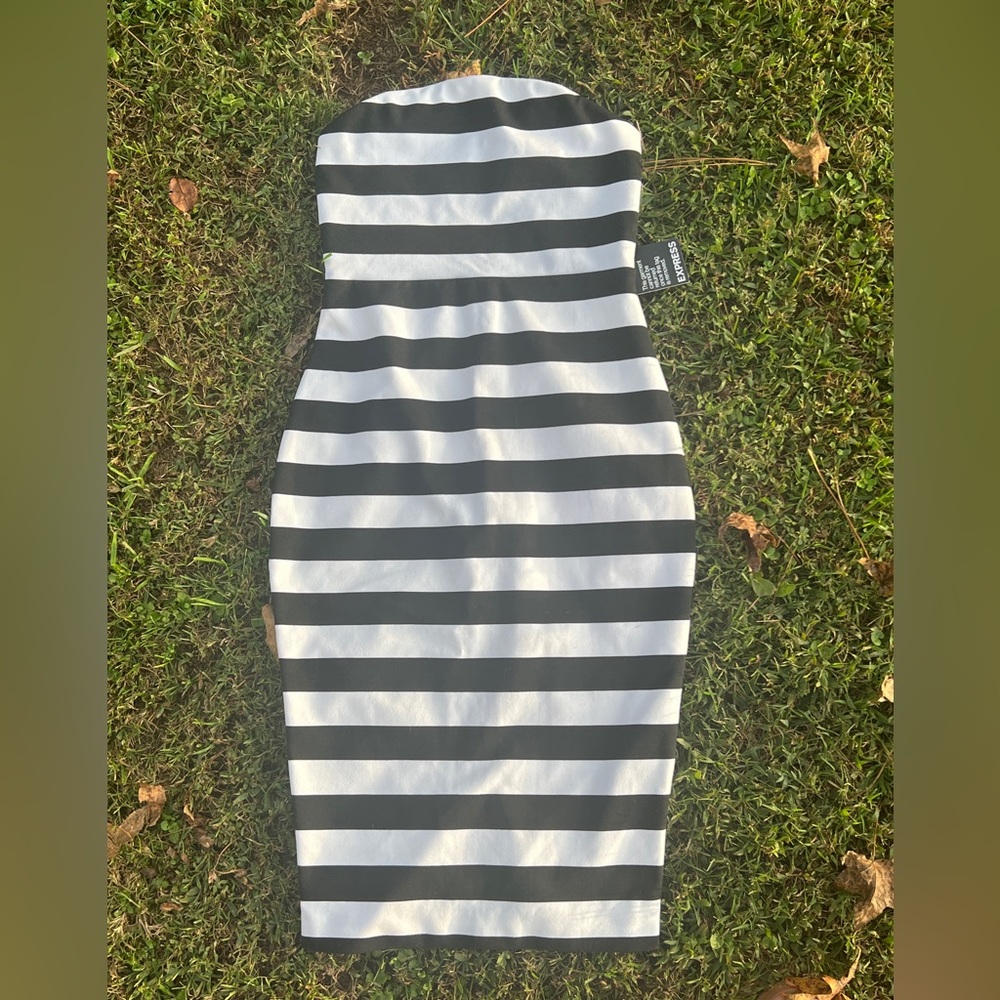 Express Black and White Strapless Dress